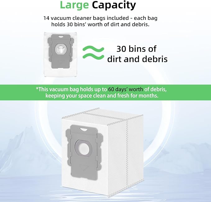 14 Pack Replacement Vacuum Bags Compatible with iRobot Roomba i7+, i8+, i1+, i3+, i4+, i5+, j6, j7, s9+, 104, 105, 705, Combo 10 Max, i & s & j Series Clean Base Automatic Dirt Disposal Bags