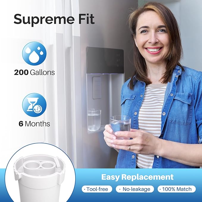 ICEPURE RWF5200A Water Filter Compatible for XWF (NOT Compatible for XWFE), WR17X30702, GE French Doors and Side-by-Side Refrigerators GDE25, GNE27, GYE18, GBE21, GDE21, GNE21, GFE24 Genuine 4PACK