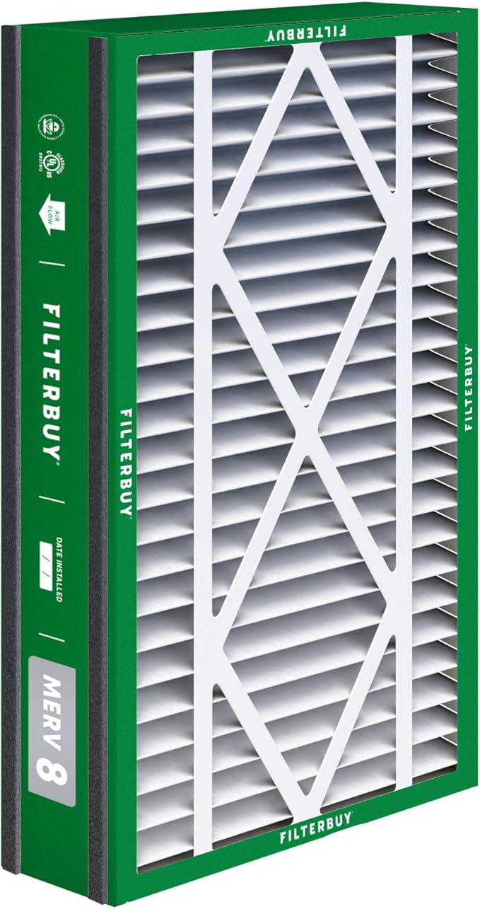 Filterbuy 16x25x5 Air Filter MERV 8 Essential Dust & Allergy Defense (3-Pack), Electrostatic Pleated HVAC AC Furnace Filters for Trion Air Bear 255649-105 and More (Actual Size: 15.63 x 24.13 x 4.88)