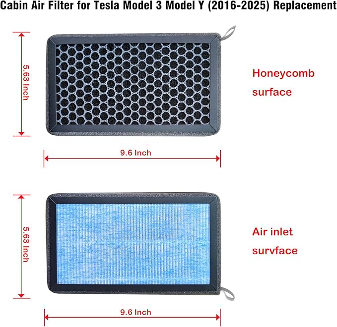 Cabin Air Filter for Tesla Model 3 & Model Y (2016–2026), Upgraded HEPA Replacement with Activated Carbon, 2 Pack High Efficiency Interior Air Conditioner Accessories