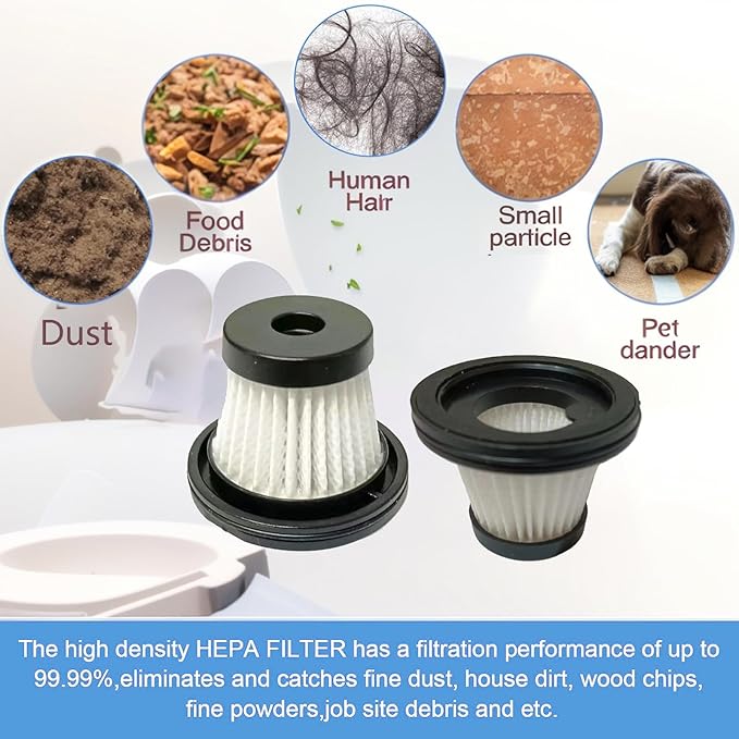 6 pack Hepa Filter Replacement Compatible with Upbooz VC012, AUXITO VC030, OXILAM VC030,VINBYEE, DEDC Car Vacuum, Washable Hepa Filters Works with Upbooz Handheld Vacuum.