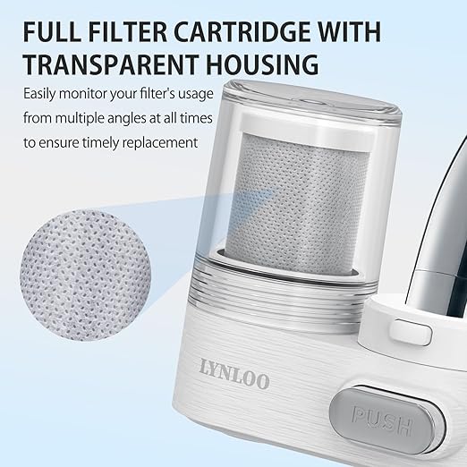 Faucet Filter, Push Button, Dual Spray Modes, Mechanical Switch Button - 350 Gallons Water Purifier for Sink, NSF Certified Reduces Chlorine & Bad Taste with 1 Replacement