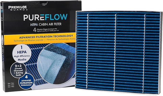 PureFlow HEPA Cabin Air Filter PC99594HX Fits 2022-2025 Hyundai Tucson, 2021-2025 Elantra, Santa Fe, 2023-2025 Kia Sportage, 2021-2025 Sorento, 2021-2024 K5, 2022-2025 Hyundai Santa Cruz