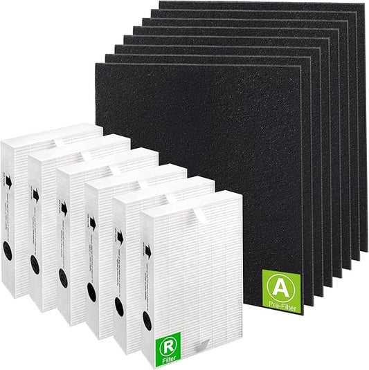 6 Pack HPA300 HEPA Filter R Replacement for Honeywell Air Purifiers HPA300 HPA200 HPA100 HPA300 HPA304 HPA8350 HPA3300b HPA5300 Replace HRF-R3 & HRF-R2 & HRF-R1&HRF-AP1-8 Pre filters A by Blutoget