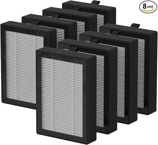 LV-H128 Replacement Filter for LEVOIT LV-H128, PUURVSAS (HM669A), ROVACS (RV60) Air Cleaner Purifier, LV-H128-RF, 8 Pack