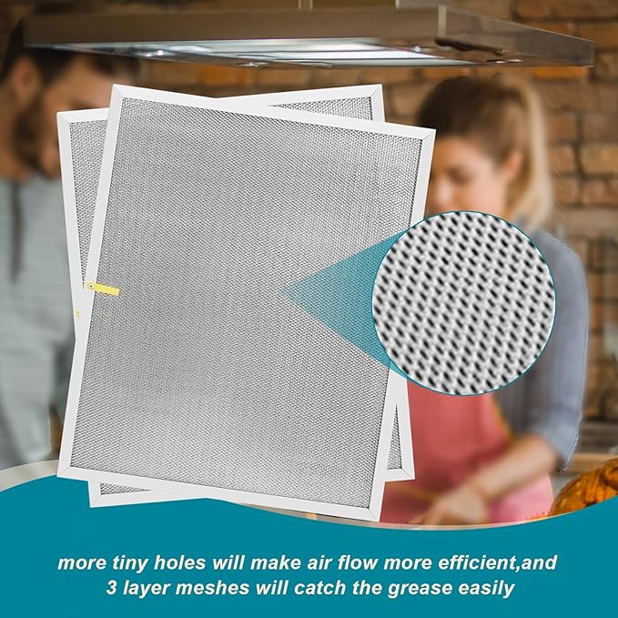Fietrexa BPS1FA30 Range Hood Filter Aluminum Grease Filter 11-3/4 x 14-1/4" x 3/8" Replacement for Broan QS1 30" and Nutone Allure 30" WS1 Pack of 2