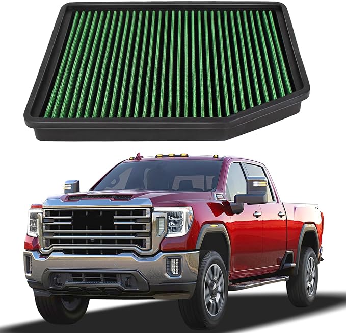 Engine Air Filter Compatible With 2019-2025 Chevy Silverado 1500 GMC Sierra 1500 2500hd 3500hd, Yukon, Tahoe, Subrban,Escalade Increase Power & Towing, Washable, Replacement Air Filter