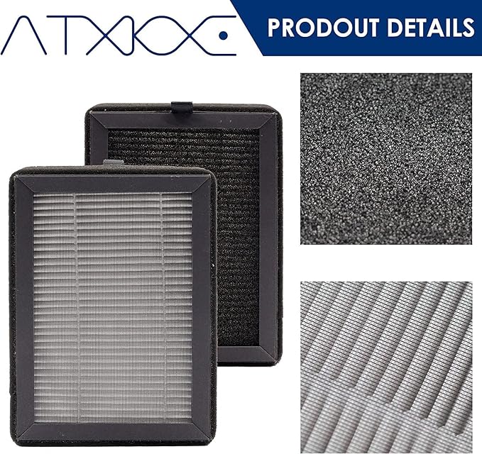 ATXKXE lv-h128 replacement filters compatible with levoit Air Purifier lv-h128, 3-Stage Filtration System Activated Carbon Filter, Fit for PUURVSAS HM669A/ROVACS RV60, black, 6 pack