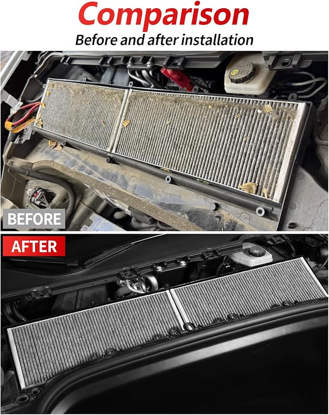 Air Filter for Tesla Model Y 2020-2026, Activated Carbon Cabin Air Filter Replacement for Tesla Model Y Accessories (2 Packs-upper layer)