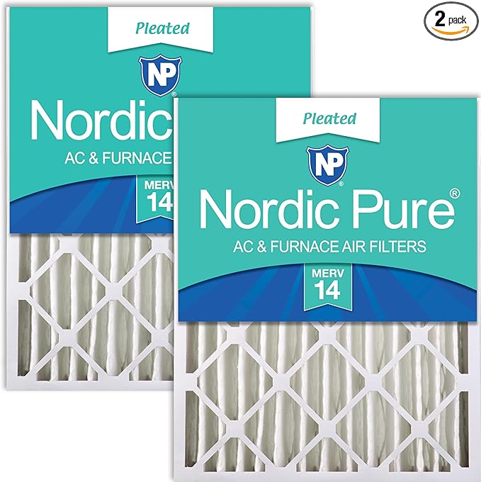 Nordic Pure 20x24x4 (Actual Size: 19 3/8 x 23 3/8 x 3 5/8) Pleated MERV 14 Air Filters 2 Pack