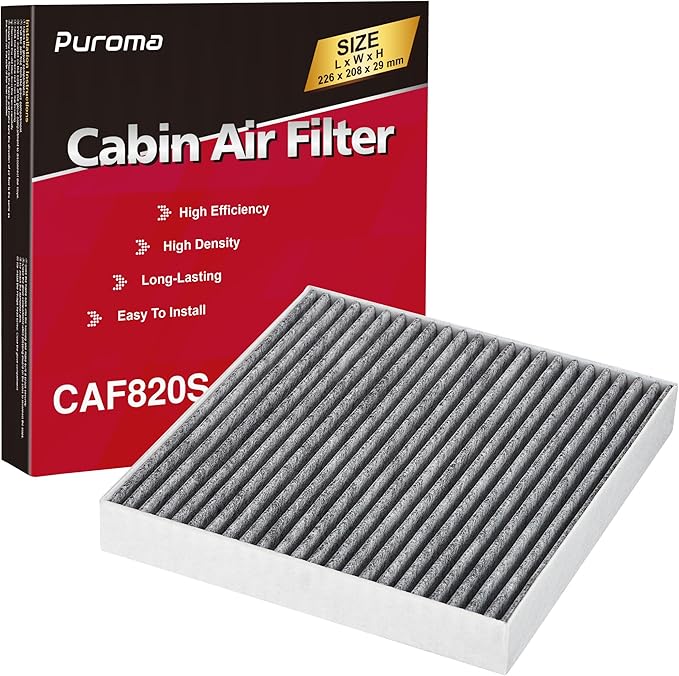 Puroma Cabin Air Filter with Activated Carbon, Replacement for CF12820, Compatible with Hyundai Elantra, Ioniq, Santa Cruz, Santa Fe, Sonata, Tucson, KIA K5, Niro, Sorento, Sportage, Genesis GV60