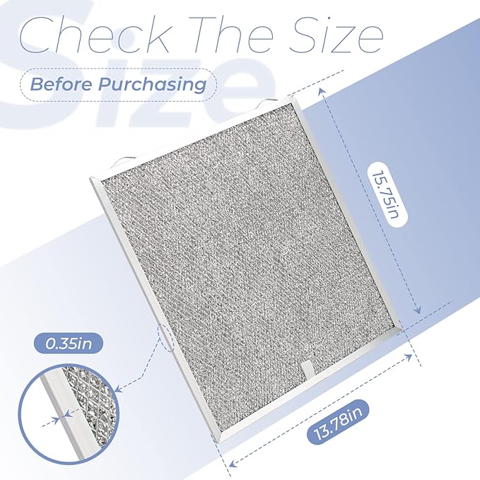Range Hood Filter Replacement for Broan Nutone, S99010430-002, 99010430-002, 4512880, Kenmore Aluminum Mesh Grease Filters, 15.75×13.78 inch Aid Hood Filters 2 Pack