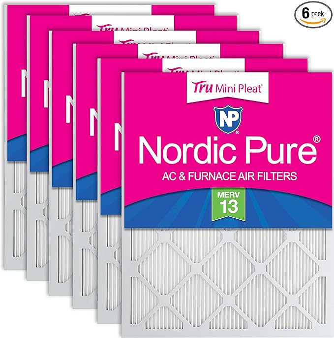 Nordic Pure 18x20x1 (Actual Size: 17 3/4 x 19 3/4 x 3/4) Tru Mini Pleat MERV 13 AC Furnace Air Filters – 2.5X More Media for Longer-Lasting, High-Efficiency Filtration - 6 Pack