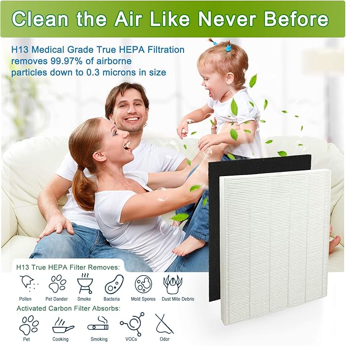 Flintar C545 Replacement Filter S, Made in TAIWAN, Compatible with Winix C545 Air Purifier, Compares to Winix S Filter 1712-0096-00, H13 Grade Air Filter + (4) Activated Carbon Filters