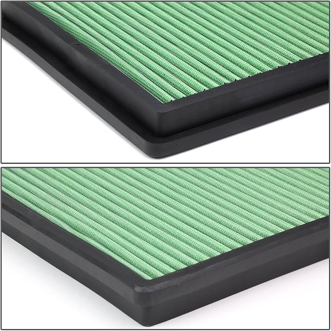Auto Dynasty High Flow Engine Air Panel Filter Drop-in Reusable & Washable Compatible with Dodge Charger/Chrysler 300 / Challenger (Green)