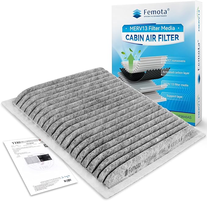 Certified MERV 13 Cabin Air Filter with Activated Carbon, CF9846A for Mazda MPV, Mitsubishi Endeavor/Galant, Subaru Legacy/Outback/Tribeca, Toyota 4Runner/Celica/FJ Cruiser/Prius/Sienna.