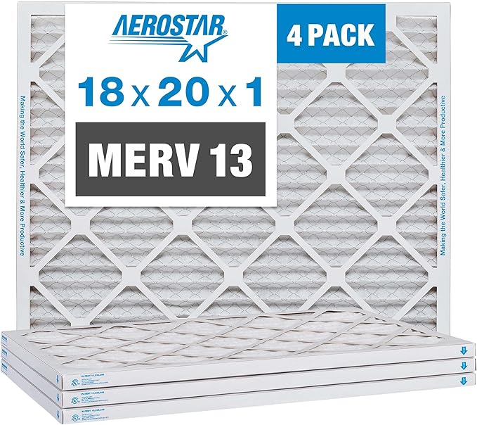 Aerostar 14x16x1 MERV 8 Air Filter, Pleated AC Furnace HVAC Filters (13.875x15.875x0.75), Electrostatically Charged for Allergies Dust Pet Dander Pollen Mold Lint, MPR 600 FPR 5, USA, 6 Pack