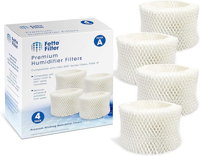 Fette Filter - Premium Humidifier Filters Compatible With Honeywell HAC-504, HAC-504AW & Filter A for Cool Mist Humidifiers (QTY 4)