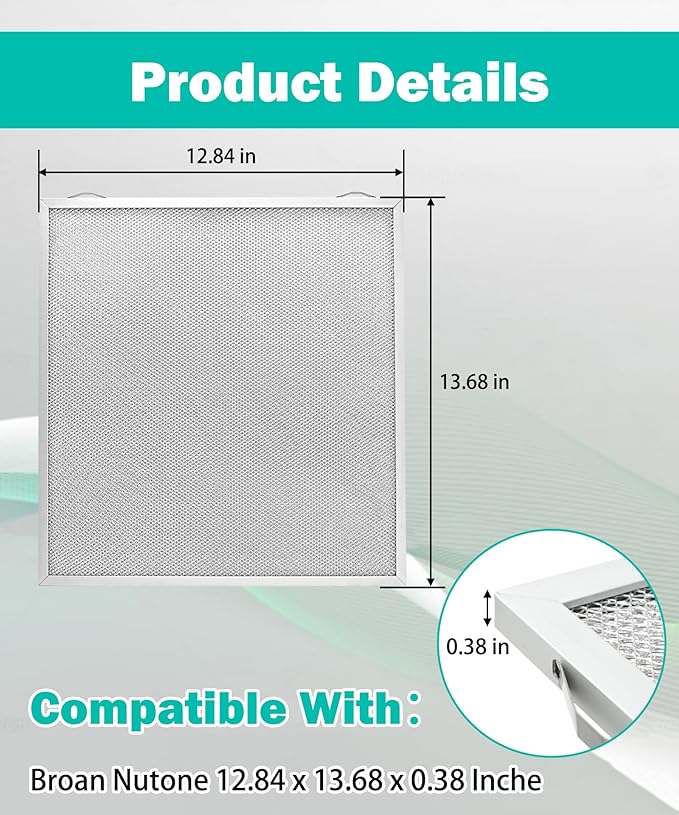 2 Packs S99010436 Range Hood Grease Filter Compatible With Broan Nutone,Replace # 99010436, BKSA130WW (12.84 x 13.68 x 0.38 Inch)