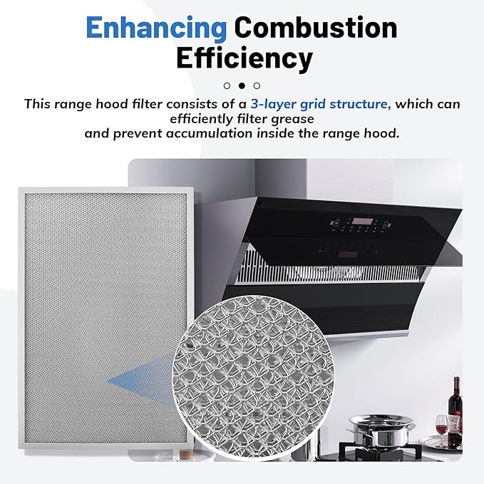 2Pcs Range Hood Grease Filter, 11-1/4” X 17-1/4” X 3/8" Grease Filter Replace for W10419114 W10834041 W11176974 4547137 AP6285612 PS12348521 EAP12348521 W11177751,Compatible with Whirlpool