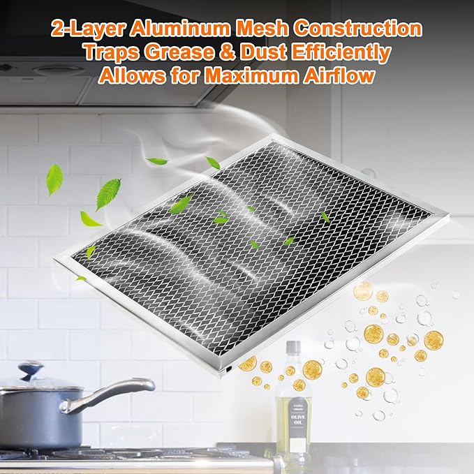 Cenipar 97007696 Range Hood Filter,41f Stove Hood Vent Filter Replacement For Broan& Nutone Charcoal Carbon Combo Replace 6105c 97005687-By Size 8.75" X 10.5 X .44"(4 Pack)