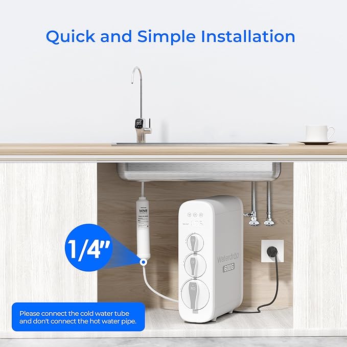 Waterdrop MNR35-2 Remineralization Filter, 1/4" Quick Connect Mineral Filter for Undersink Reverse Osmosis System, Restore Essential Minerals for RO System, RO Mineral Filter System, 2-Pack