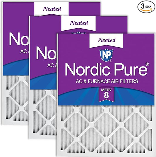 Nordic Pure 16x24x1 (Actual Size: 15 1/2 x 23 1/2 x 3/4) Pleated MERV 8 Air Filters 3 Pack