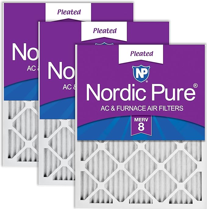 Nordic Pure 14x25x1 (Actual Size: 13 1/2 x 24 1/2 x 3/4) Pleated MERV 8 Air Filters 3 Pack