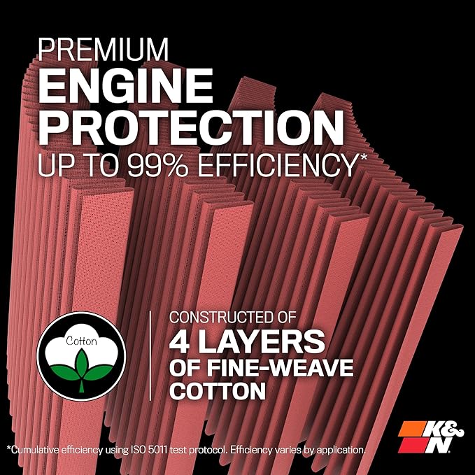 K&N High-Flow Original Lifetime Universal Clamp-On Air Filter: High Performance, Premium, Washable: Flange Diameter: 5 In, Filter Height: 7 In, Flange Length: 1 In, Shape: Round Tapered, RU-2800