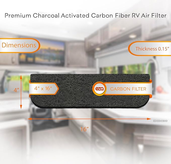 RV Premium Charcoal Activated Carbon Fiber Air Conditioner Filter - Air Duct AC Carbon Filter Replacement for RV AC Vent (4 Pack, 4" x 16")