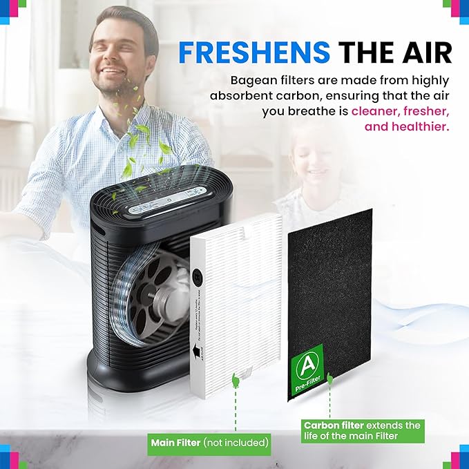 Bagean HPA100 Carbon Pre Filter A Compatible with Honeywell Air Purifier Filter Replacement - Fit HPA100 HPA5100B HPA3100B Series - Activated Prefilter A Absorbs Odor & Filters Freshen the Home (4-Pk)