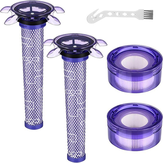 Upgraded V8 Vacuum Filter Replacement Kit Compatible with Dyson V8 New Version SV25/ Dyson V8 Animal Extra 405901-01/Dyson V7 New Model SV37 Cordless Vacuum, 2 Filter Kits, Replaces Part # 965661-05