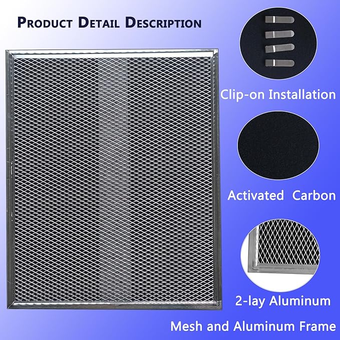 2-Pack Upgraded S99010308 BPSF30 Range Hood Charcoal Filters 10.8"x13.3" Fit GE WB02X10707 S-ears Allure Range Hood Filter and Bro-an Nut-one QS WS Non-Ducted carbon Replacement Filter