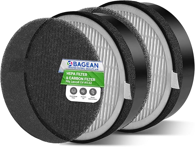 Bagean LV-H132 Replacement Filter for Levoit Air Purifier Compatible with Levoit Filter Replacement - Certified H13 True HEPA with Activated Carbon Filters 99.97% of Particles and Purifies Air (2-Pk)