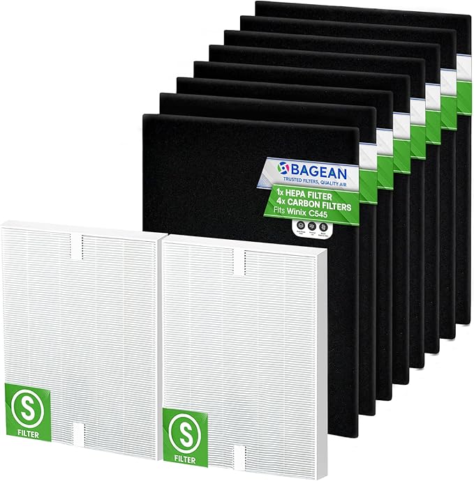 Bagean C545 HEPA Filter S Compatible with Winix Air Purifier Filter Replacement 1712-0096-00 - H13 True HEPA with Activated Carbon Filters 99.97% Particles and Purifies Air (2 HEPA+ 8 Carbon)