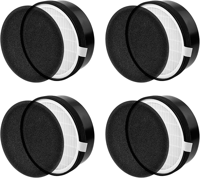 Nispira LV-H132 Air Filter Replacement Compatible with Levoit Air Purifiers Part LV-H132-RF 3-in-1 True HEPA with Carbon Filter - 7.5” x 2.4” x 7.5”, 4 Packs. (NOT FOR EGG AIR PURIFIER)