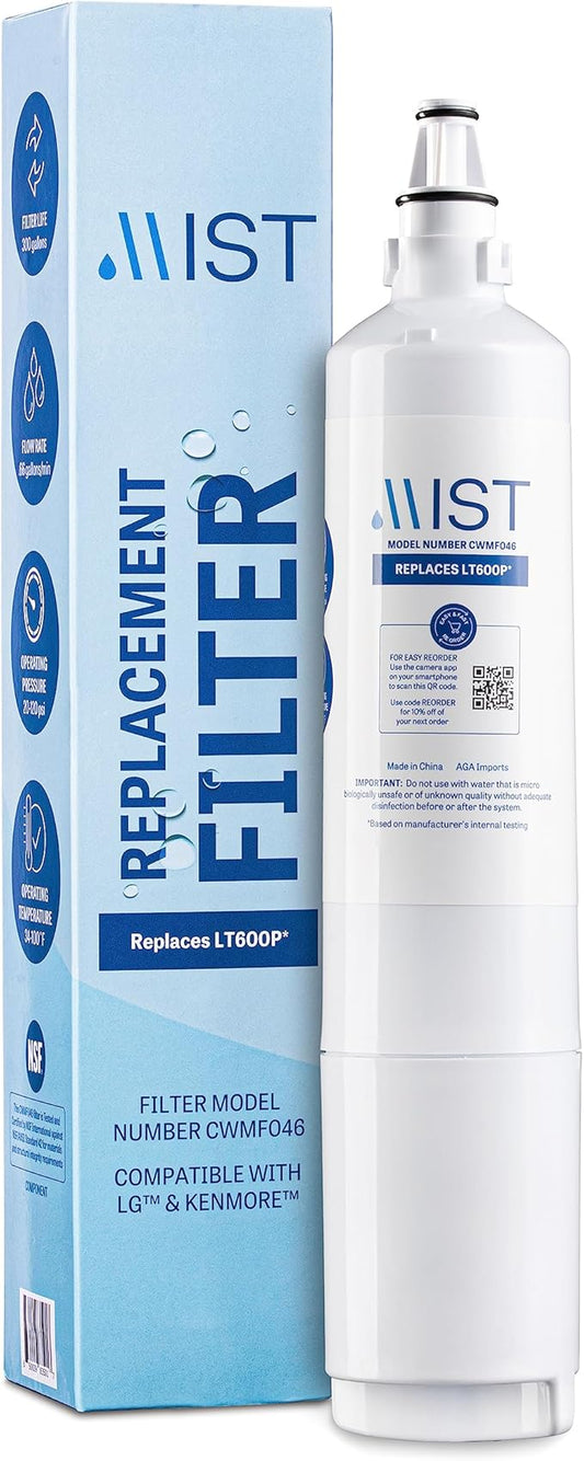 Mist 5231JA2006A Refrigerator Water Filter Replacement for LG LT600P, 5231JA2006B, Kenmore 9990, Fridge LFX25960ST – NSF 42 Certified – 1 Pack