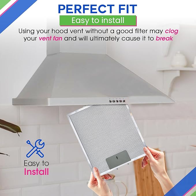 Bagean Range Hood Filter Replacement 12" x 10.5" W10169961A Compatible with Whirlpool Stove Hood Vent Filter - Aluminum Screen for Kitchen Overhead Exhaust Fan Blocks Grease & Filters Oven Air (1-Pk)