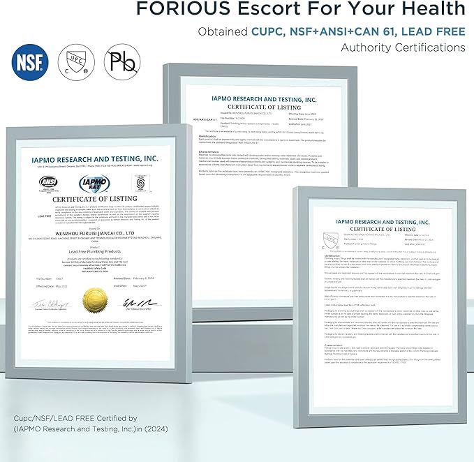 FORIOUS Kitchen Faucet with Pull Down Sprayer, High Arc Modern Classic Sink Faucet Stainless Steel with Deck Plate Fit for 1 or 3 Hole for Pot Filler Bar Farmhouse Laundry Rv, Black Chrome
