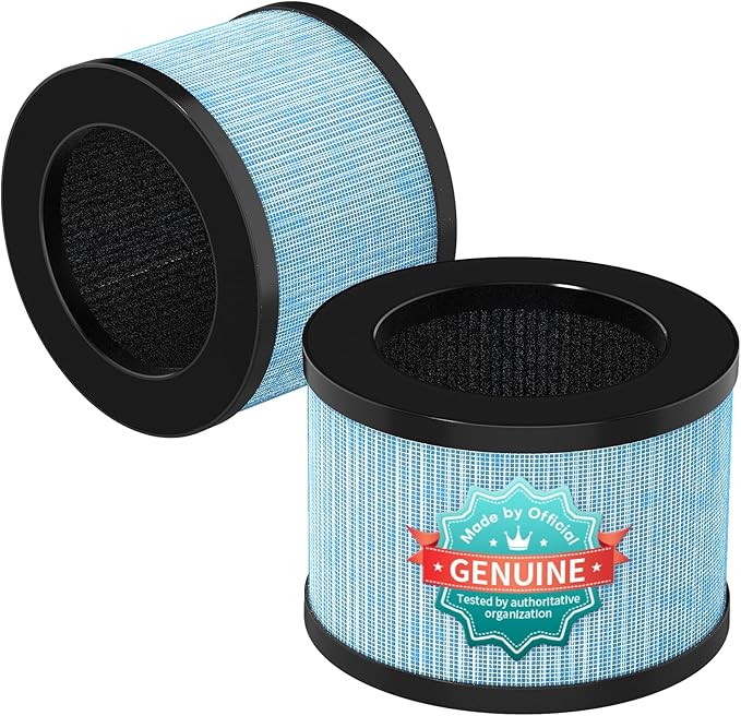 2-Pack VOOPNU JH12 Replacement Filter, 4-Stage H13 True HEPA&Efficiency Activated Carbon, for up to 99.97% of Pet Hair, Smoke, Harmful Particles and Common Household Pollutants, Stander Version, Blue