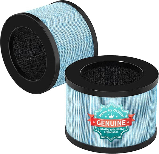 2-Pack VOOPNU JH12 Replacement Filter, 4-Stage H13 True HEPA&Efficiency Activated Carbon, for up to 99.97% of Pet Hair, Smoke, Harmful Particles and Common Household Pollutants, Stander Version, Blue