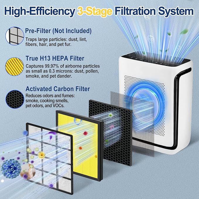 Upgraded 2 Pack levoit Vital 100S Replacement Filter for Vital 100S&100S-P Air Purifier, True H13 HEPA+High-Efficiency Activated Carbon, 3-in-1 Filter for Home, Bedroom,Dust & Odor Elimination