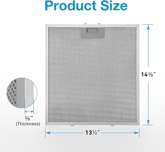 WA0575 Range Hood Filter 14-3/8" x 13-1/2" Compatible with Vissani 30-inch Pyramid or Wall Mount Range Hood, 5-Layer Aluminum Mesh Vent Filter (2 Pack)