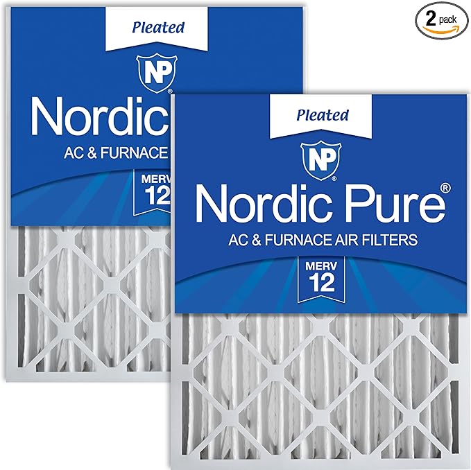 Nordic Pure 20x24x4 (Actual Size: 19 3/8 x 23 3/8 x 3 5/8) Pleated MERV 12 Air Filters 2 Pack