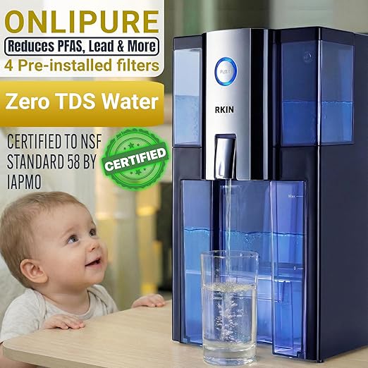 Zero Installation Purifier Water Filter - Onlipure Edition, Reverse Osmosis Countertop Water Filter, 0 TDS, Certified by IAPMO R&T, Patented 4 Stage Technology, Superior Taste, No Assembly Required