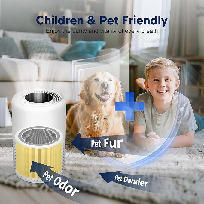 Core 200S Pet Care Replacement Filter Compatible with LEVOIT Core 200S and Core 200S-P Smart WiFi Air Purifier, 3-in-1 Grade Main Filter, Core 200S-RF-PA, Yellow, 2 Pack
