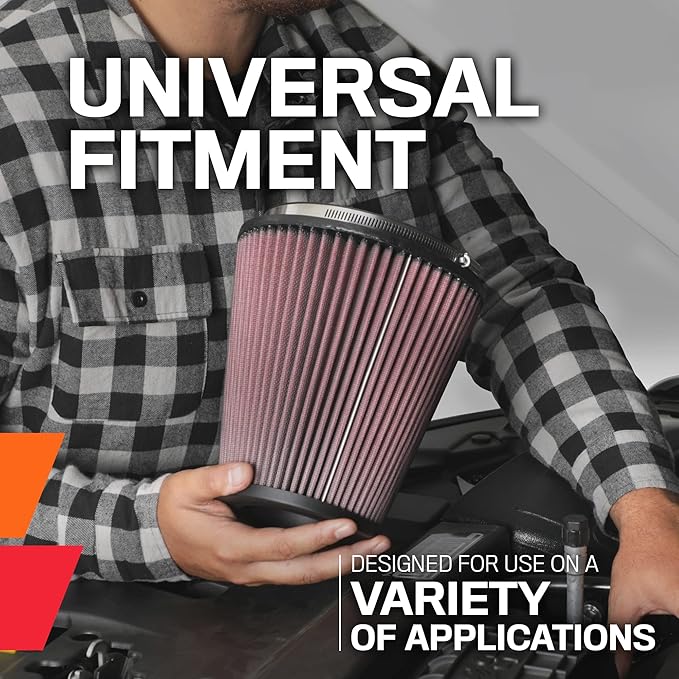 K&N High-Flow Original Lifetime Universal Clamp-On Air Filter:High Performance,Premium,Washable:Flange Diameter:3.5 In,Filter Height:9In,Flange Length:1.75 In, Shape:Round Tapered,RE-0920 (Pack of 6)