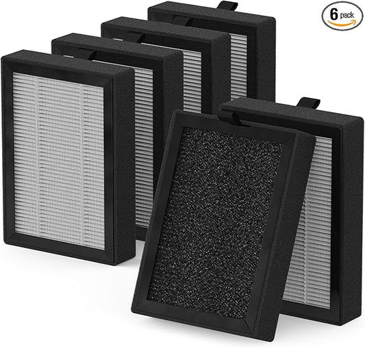 LV-H128 Replacement Filter for LEVOIT LV-H128, PUURVSAS (HM669A), ROVACS (RV60) Air Cleaner Purifier, LV-H128-RF, 6 Pack