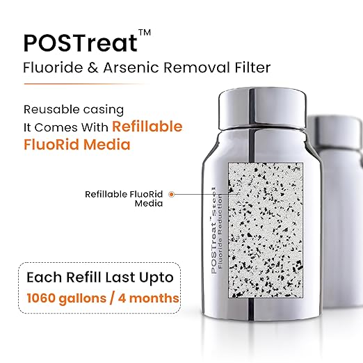 2.25 G Gravity Water Filter System | NSF/ANSI 42 & 372 Certified | AISI 304 Stainless Steel Water Filter | 2 Carbon Filters + 2 POSTreat Fluoride Reduction Elements | No Electricity | Portable