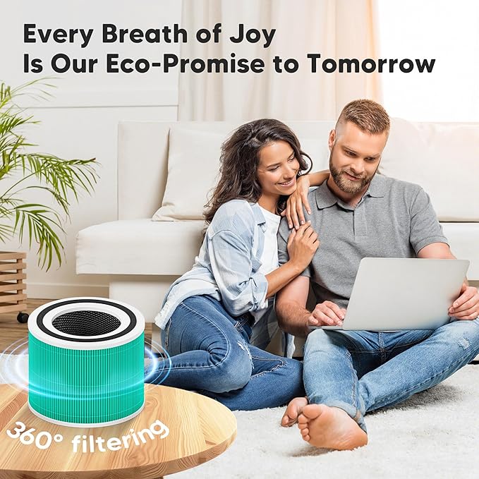 Core 300 Toxin Absorber Replacement Filter for LEVOIT Core 300 Core 300S Core 300-P Core 300S-P Air Purifier, 3-in-1 High Efficiency Activated Carbon, Compared to Part # Core 300-RF-TX, 2 Pack, Green